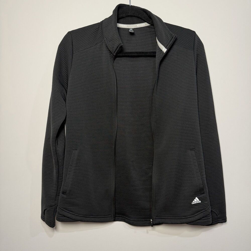 Adidas Golf Black Ribbed Zip Up Jacket Women’s Medium